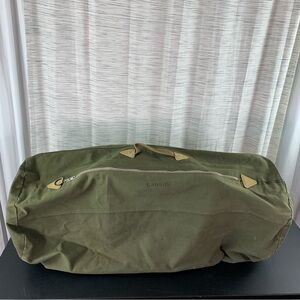Green Olive Drab Zippered Canvas Duffle Bag.